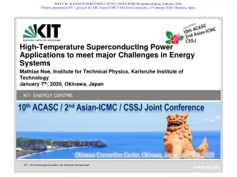 High-Temperature Superconducting Power  Applications to meet major Challenges in Energy  Systems