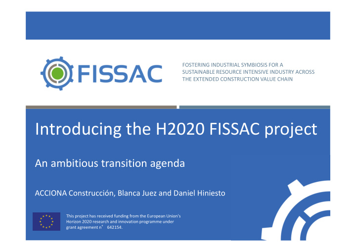 introducing the h2020 fissac project