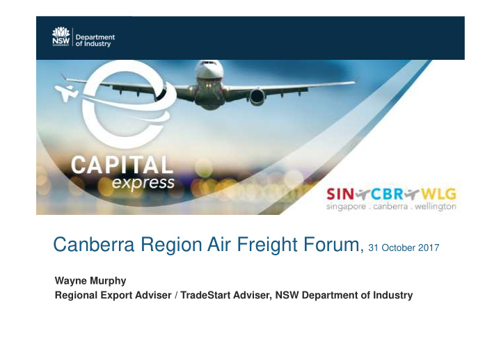 export opportunities via canberra airport