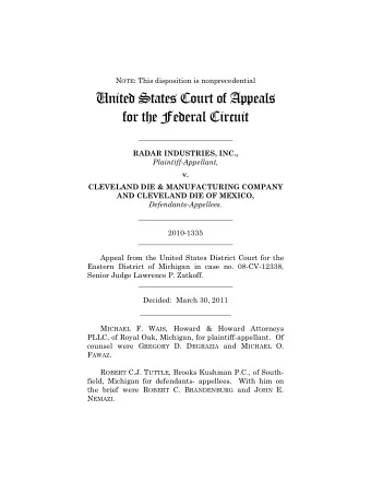 United States Court of Appeals  for the Federal Circuit  __________________________  RADAR