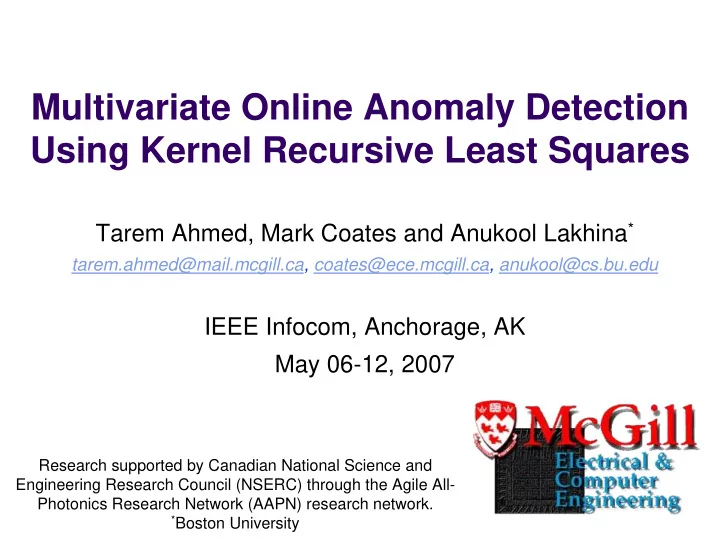 multivariate online anomaly detection using kernel