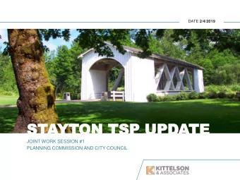 ST  STAYT  YTON  ON TSP  TSP UPD  UPDATE  TE  JOINT WORK SESSION #1  PLANNING COMMISSION AND CITY