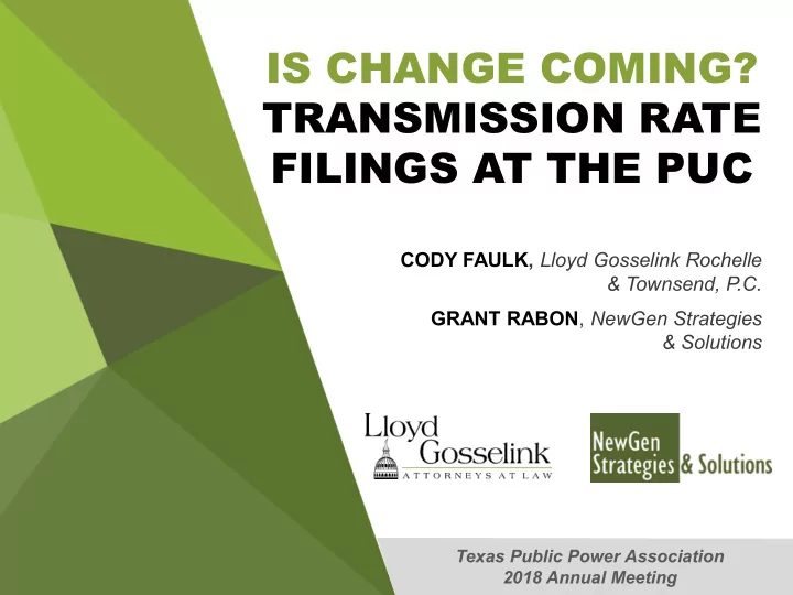 is change coming transmission rate filings at the puc