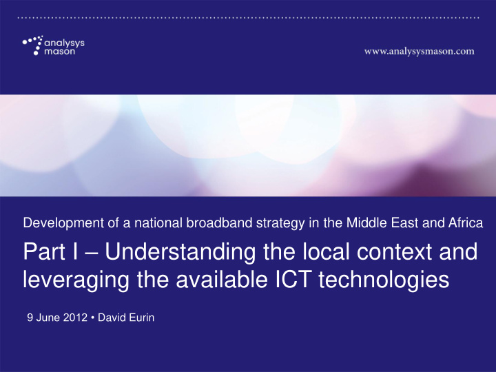 part i understanding the local context and leveraging the