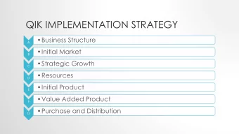 QIK IMPLEMENTATION STRATEGY  Business Structure  A  Initial Market  B  Strategic Growth  C