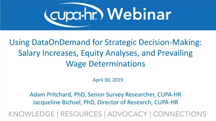 using dataondemand for strategic decision making salary