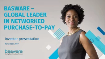 GLOBAL LEADER  IN NETWORKED  PURCHASE-TO-PAY  Investor presentation  November 2019  IMPORTANT