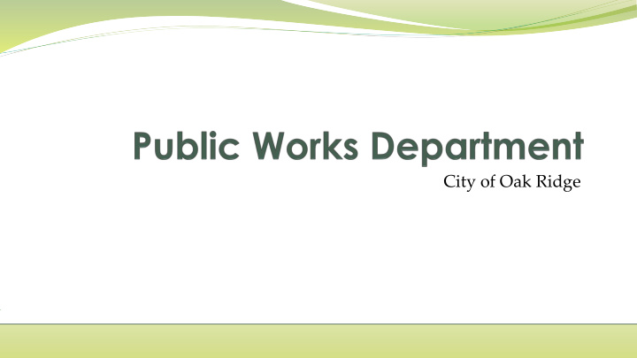 city of oak ridge water supply treatment distribution