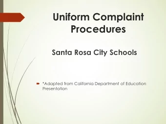 Procedures  Santa Rosa City Schools  *Adapted from California Department of Education