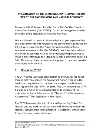 PRESENTATION  TO  THE  STANDING  SENATE  COMMITTEE  ON    ENERGY,  THE