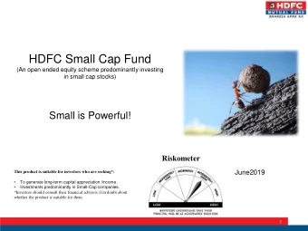 HDFC Small Cap Fund  (An open ended equity scheme predominantly investing  in small cap stocks)