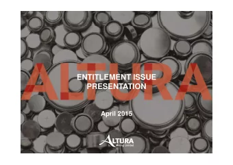 ENTITLEMENT ISSUE  PRESENTATION  April 2015  DISCLAIMER  SC  This presentation has been prepared by