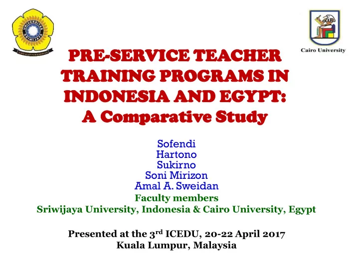 traini ning g program grams s in indonesi sia a and eg