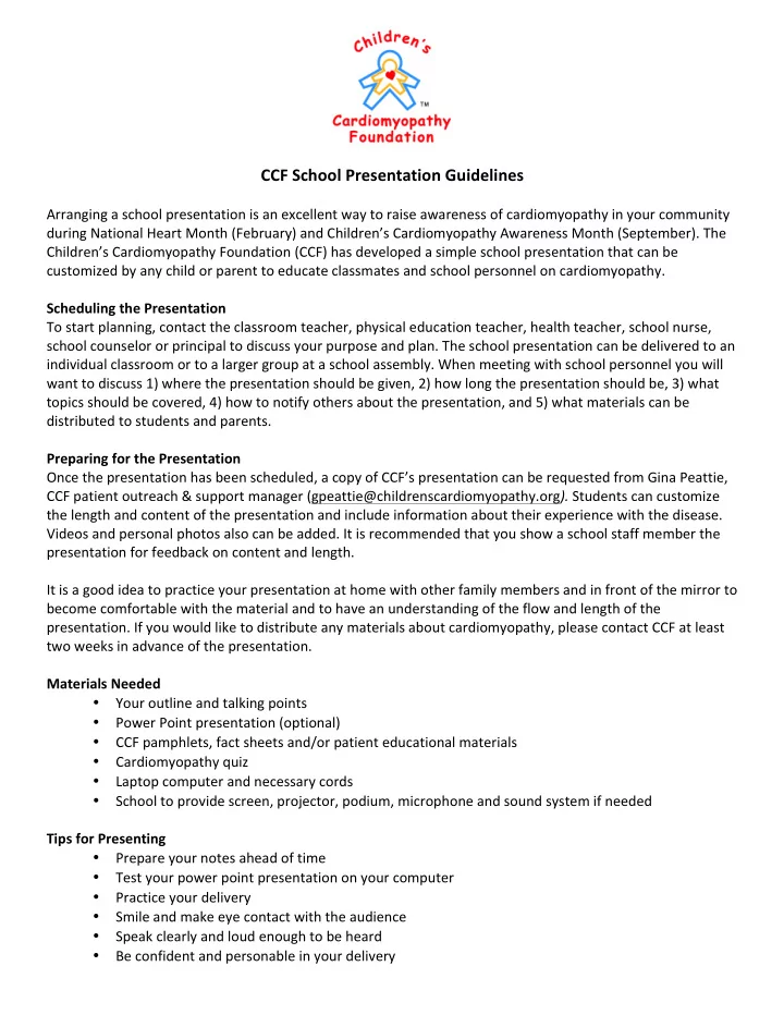 ccf school presentation guidelines