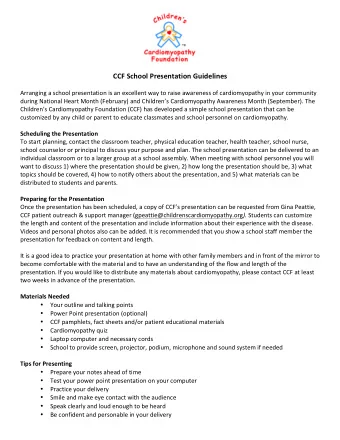 CCF  School  Presentation  Guidelines      Arranging  a  school