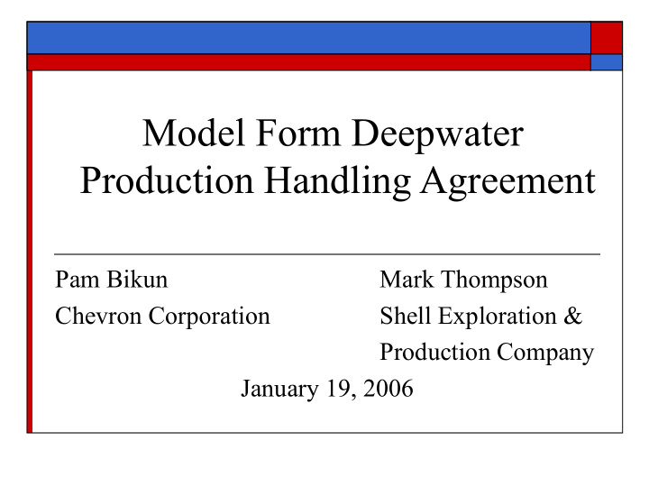 model form deepwater production handling agreement