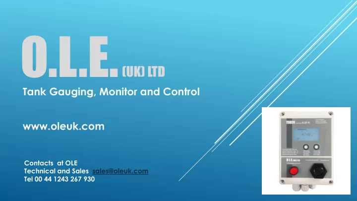 oleuk com c2020 and z2000 tank gauges are introduction