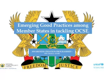 Emerging Good Practices among Member States in tackling OCSE .  AWARENESS CREATION PROGRAMMES