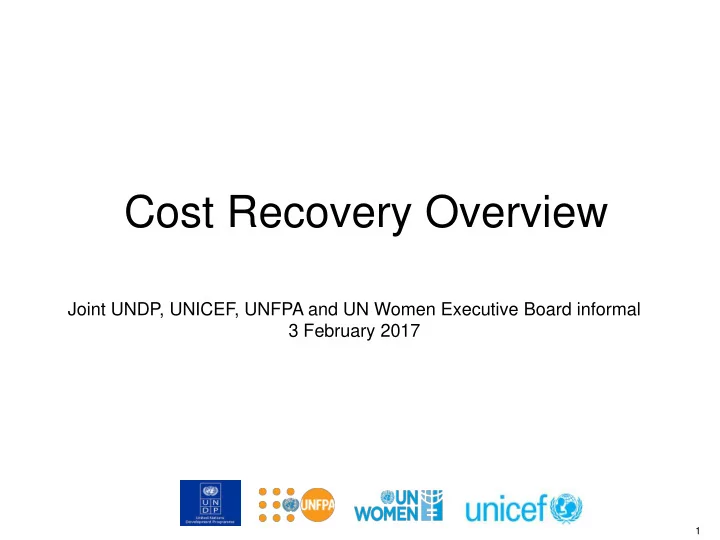 cost recovery overview