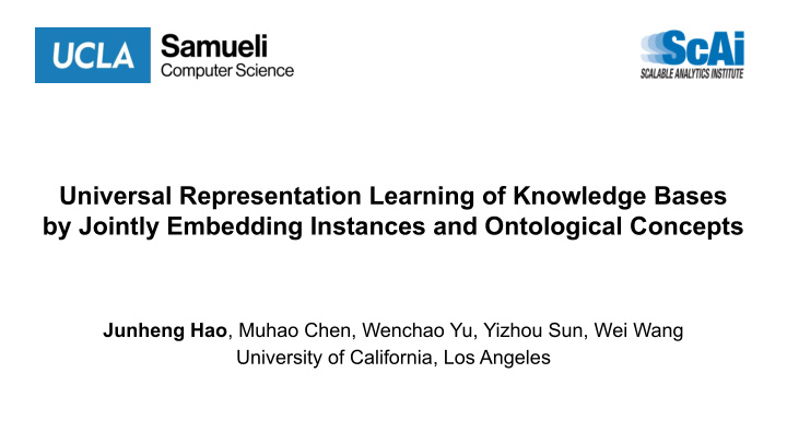 universal representation learning of knowledge bases by