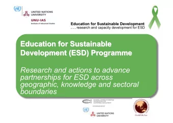 Education for Sustainable  Education for Sustainable  Development (ESD) Programme  Programme