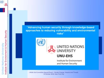 Advancing human security through knowledge-based  approaches to reducing vulnerability and