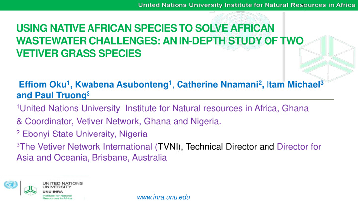 using native african species to solve african