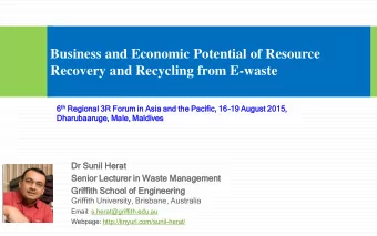 Business and Economic Potential of Resource  Recovery and Recycling from E-waste th Regio 6 th