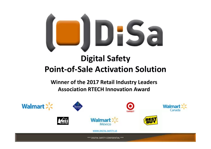 digital safety point of sale activation solution