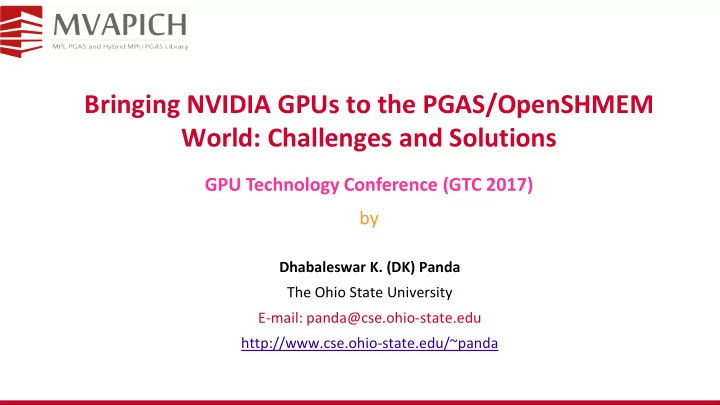 bringing nvidia gpus to the pgas openshmem world