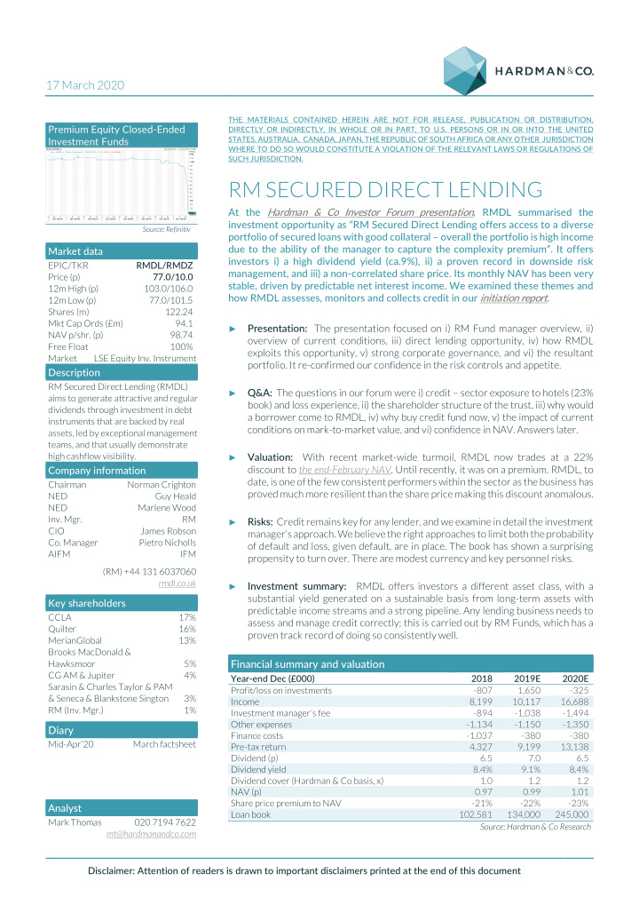 rm secured direct lending