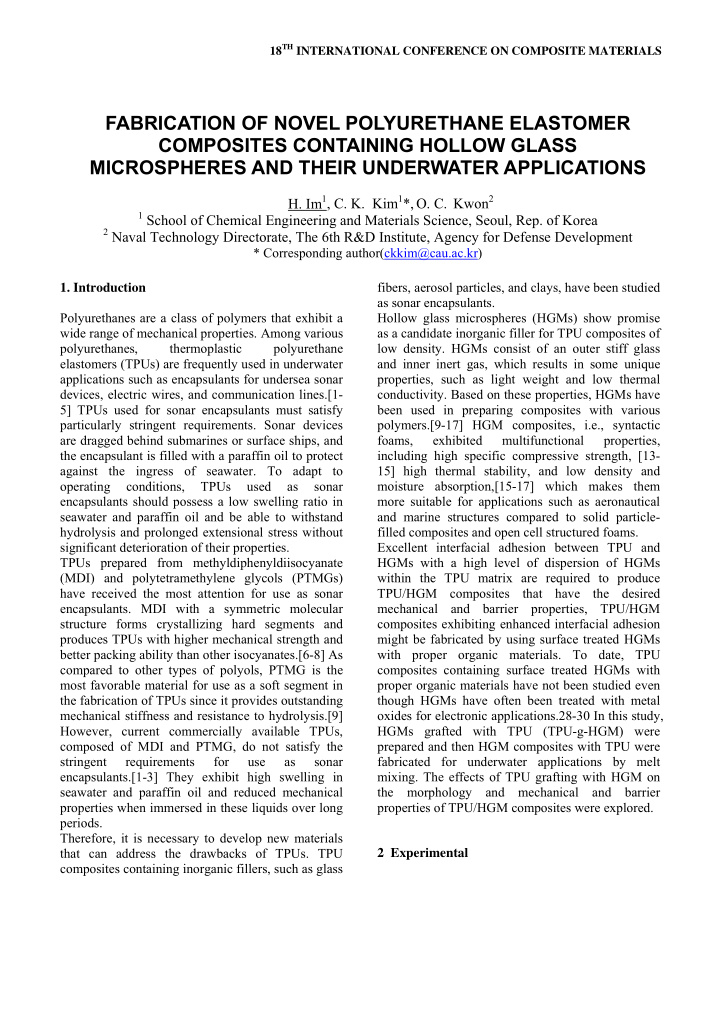 fabrication of novel polyurethane elastomer composites