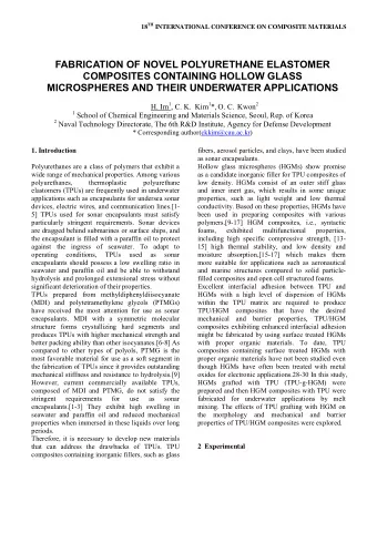 FABRICATION OF NOVEL POLYURETHANE ELASTOMER  COMPOSITES CONTAINING HOLLOW GLASS  MICROSPHERES AND