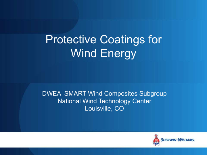 protective coatings for wind energy