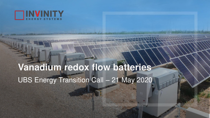 vanadium redox flow batteries