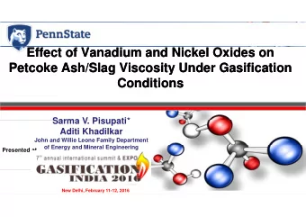 Effect of Vanadium and Nickel Oxides on  Effect of Vanadium and Nickel Oxides on  Petcoke  Petcoke