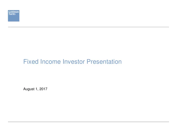 fixed income investor presentation