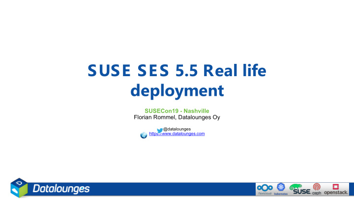 suse ses 5 5 real life deployment