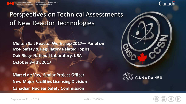 perspectives on technical assessments of new reactor