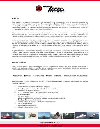 www.zenernavcom.com  Reaching waters where no one else can . . .  Navcom division offers a wide