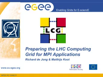 Preparing the LHC Computing  Grid for MPI Applications  Richard de Jong &amp; Matthijs Koot