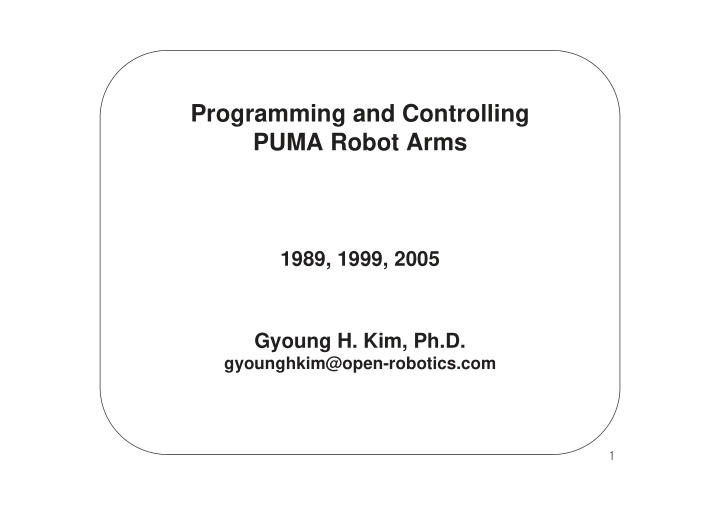 programming and controlling puma robot arms