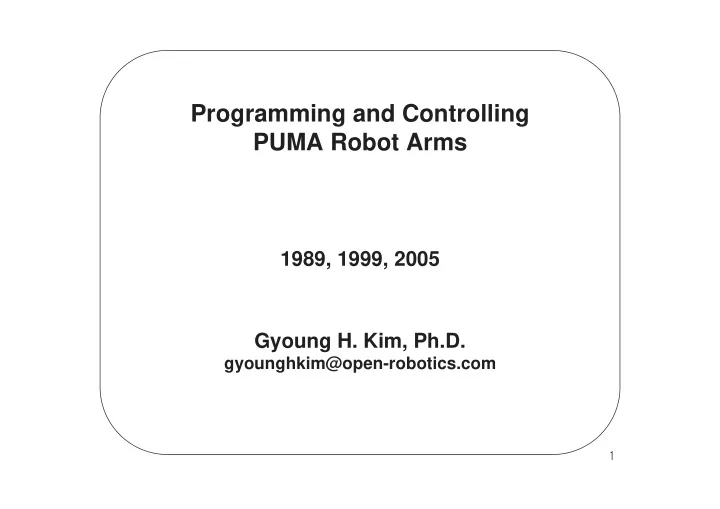 programming and controlling puma robot arms