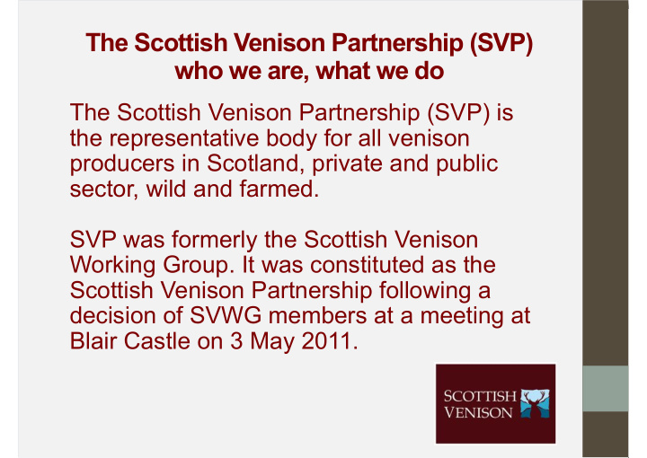 the scottish venison partnership svp who we are what we do