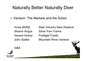 Naturally Better Naturally Deer   Venison: The Markets and the Action  Innes Moffat  Deer