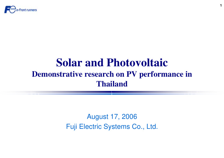 solar and photovoltaic