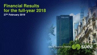 Financial Results  for the full-year 2018 27 th February 2019  Disclaimer  This presentation