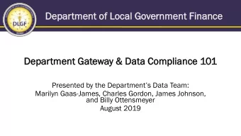 Dep  Depar  artmen  ent of  of Lo  Loca  cal Go  Governmen  ent Finan  Finance  ce  Dep  Depar