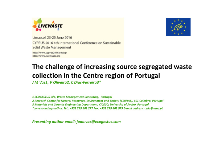 the challenge of increasing source segregated waste