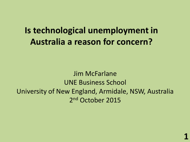 is technological unemployment in australia a reason for